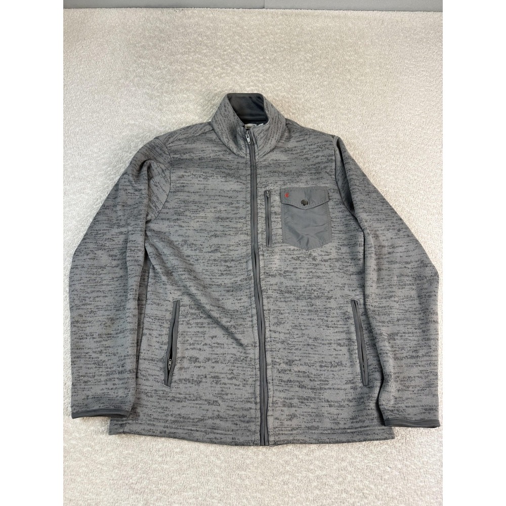 Criquet Jacket Mens Medium Gray Full Zip Sweater Fleece Mock Neck Pockets Golf
